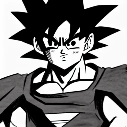 Image similar to Goku Warhammer 40k portrait, Black & White Art, fire, white background, sketch, Digital 2D, Character Design, in style Yasmine Putri