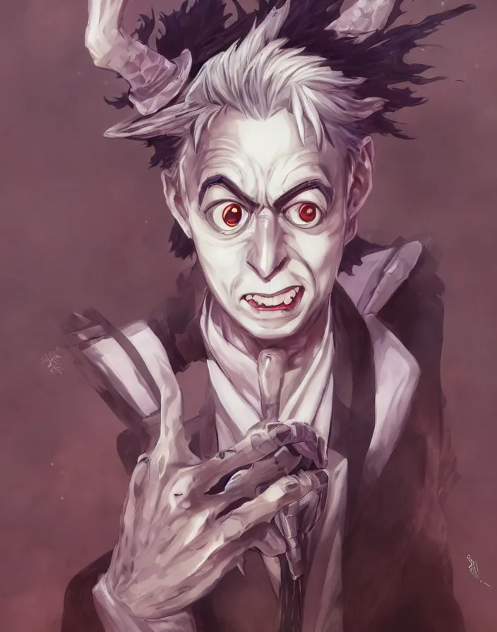 Image similar to anime portrait of beetlejuice by Stanley Artgerm Lau, WLOP, Rossdraws, James Jean, Andrei Riabovitchev, Marc Simonetti, and Sakimichan, trending on artstation