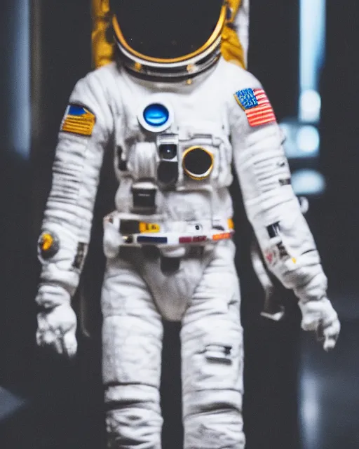 Prompt: high quality presentation photo of a humanoid in spacesuit, photography 4k, f1.8 anamorphic, bokeh, 4k, Canon, Nikon