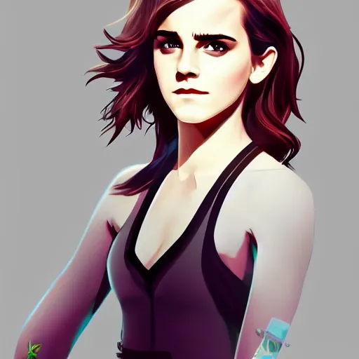 Image similar to Emma Watson in the style of Solo Leveling, epic artwork, vector art, digital art, trending on Artstation