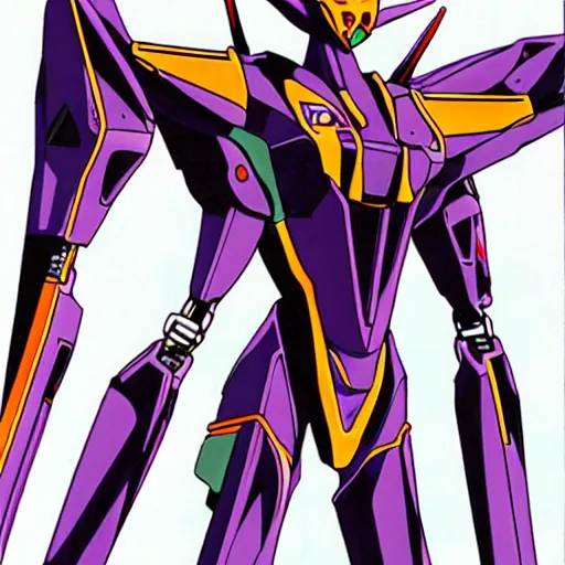 Image similar to a high detail drawing of eva 0 1 from evangelion, neon genesis evangelion, nge mecha suit