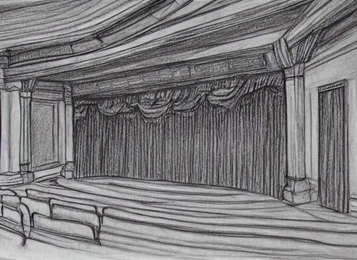 pencil drawin of the inside of a old theater creepy  Stable Diffusion   OpenArt