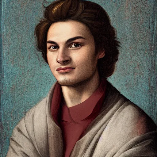 Prompt: a detailed portrait of Joe Keery in the style of Raphael, 8k, ornate, intricate