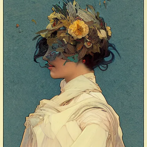 Prompt: Portrait of anthropomorphic Pigeon. Beautiful digital art by Greg Rutkowski and Alphonse Mucha. pigeon head