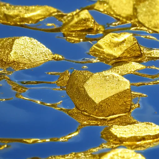 Prompt: water made out of gold, 4k