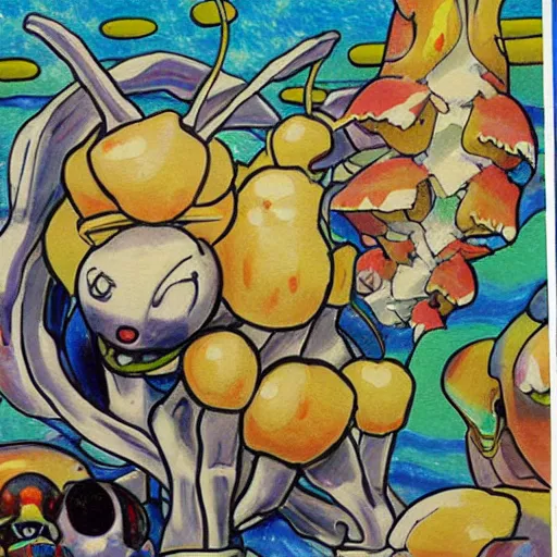 Image similar to a painting ken sugimori did when he was deeply schizophrenic