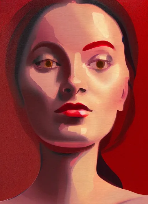 Prompt: a painting of a gorgeous woman looking toward the camera, in the style of alvar aalto, digital art