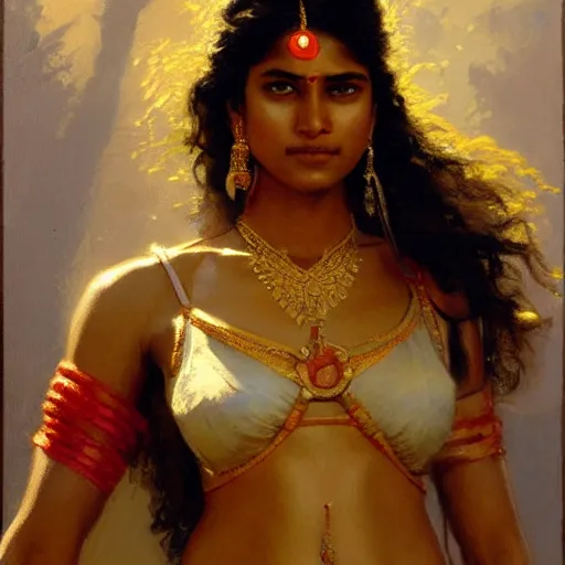 Prompt: a fit indian woman. highly detailed painting by gaston bussiere, craig mullins, j. c. leyendecker 8 k