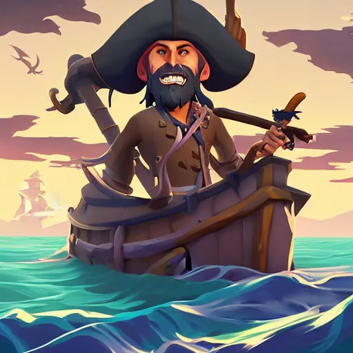 Image similar to painting jack the pirate on sea of thieves game avatar hero mermaid smooth face median photoshop filter cutout vector behance hd by jesper ejsing, by rhads, makoto shinkai and lois van baarle, ilya kuvshinov, rossdraws, illustration, art by ilya kuvshinov and gustav klimt