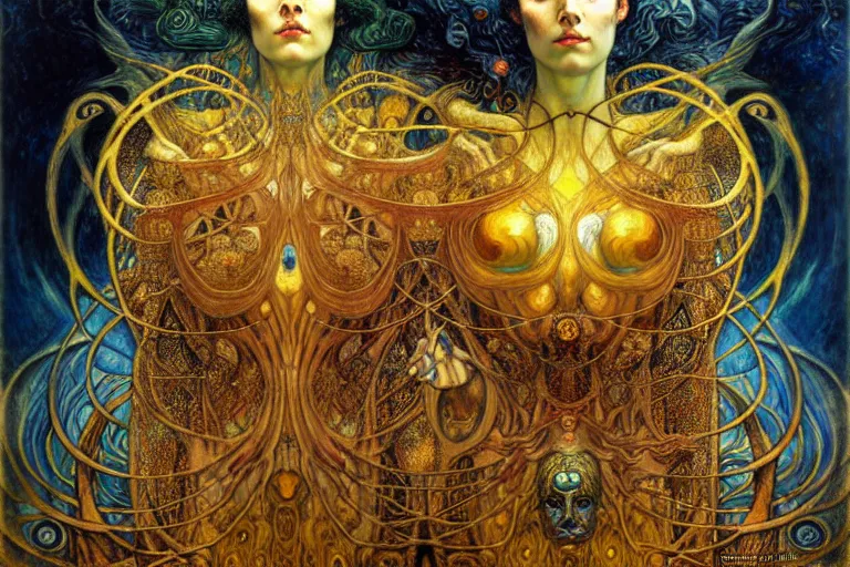 Image similar to Divine Chaos Engine by Karol Bak, Jean Delville, William Blake, Gustav Klimt, and Vincent Van Gogh, symbolist, visionary