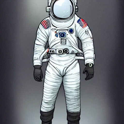 Image similar to concept art, comic book illustration, human character, space opera, astronaut, trending on artstation