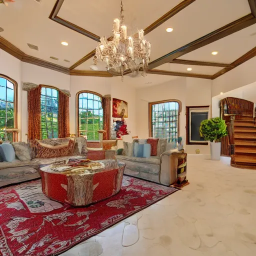 Image similar to snoopy themed mansion interior