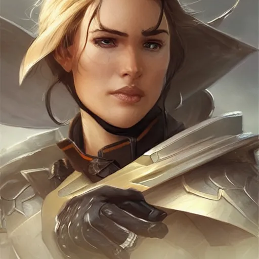 Image similar to female ranger in her 4 0 s, art by artgerm and greg rutkowski and magali villeneuve, d & d, fantasy, portrait, highly detailed, headshot, digital painting, trending on artstation, concept art, sharp focus, illustration