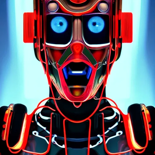 Image similar to portrait of robot, cyberpunk, ultra realistic