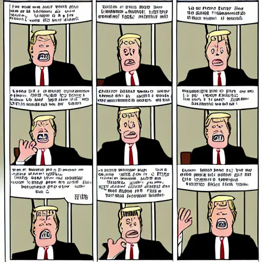 Prompt: donald trump in a comic by chris ware