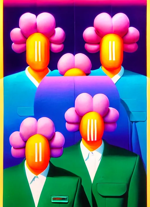 Image similar to flower men by shusei nagaoka, kaws, david rudnick, airbrush on canvas, pastell colours, cell shaded, 8 k