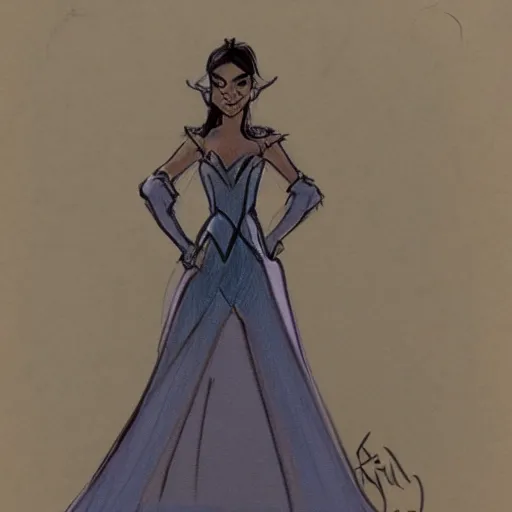 Image similar to milt kahl sketch of victoria justice as princess padme from star wars episode 3