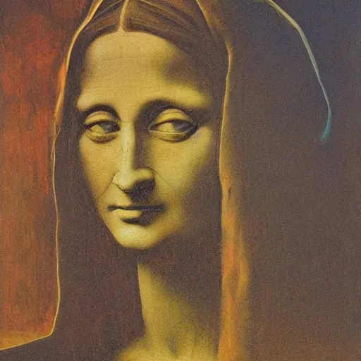 Prompt: beksinski, zdzisław - mona lisa in the style of beksinski, zdzisław by beksinski, zdzisław