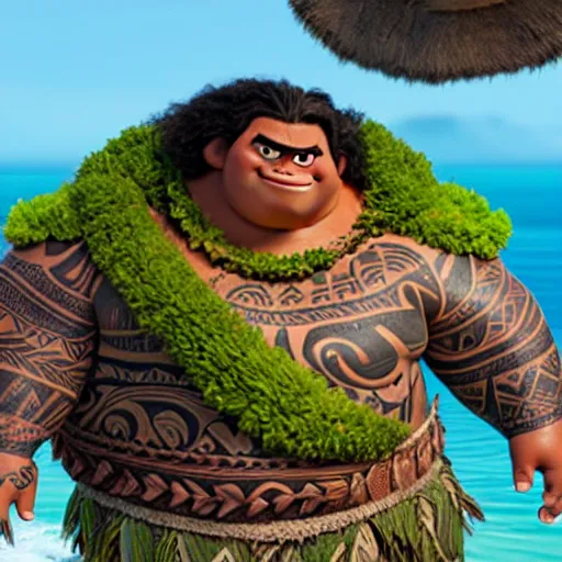 Prompt: moana's green nature giant as a man, pixar, 8k