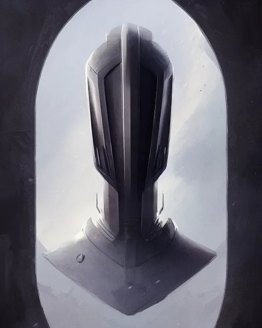 Image similar to smooth sleek black featureless helm, by greg rutkowski, mark brookes, jim burns, tom bagshaw, magali villeneuve, trending on artstation