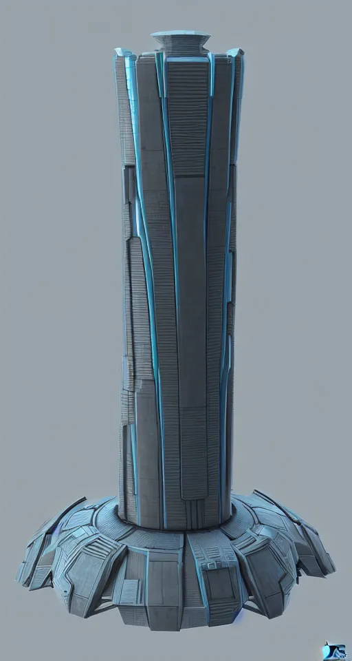 Prompt: 3d sculpt of a thick futurist scifi tower inspired by the matrix, star wars, ilm, beeple, star citizen halo, mass effect, starship troopers, elysium, the expanse, high tech industrial, Artstation Unreal