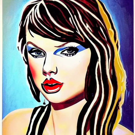 Image similar to bauhaus style painting of taylor swift, portrait, symmetrical features, perfect,