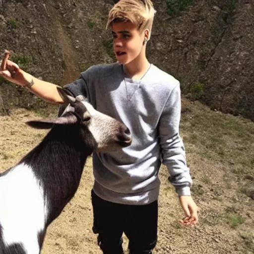 Prompt: justin bieber as a goat