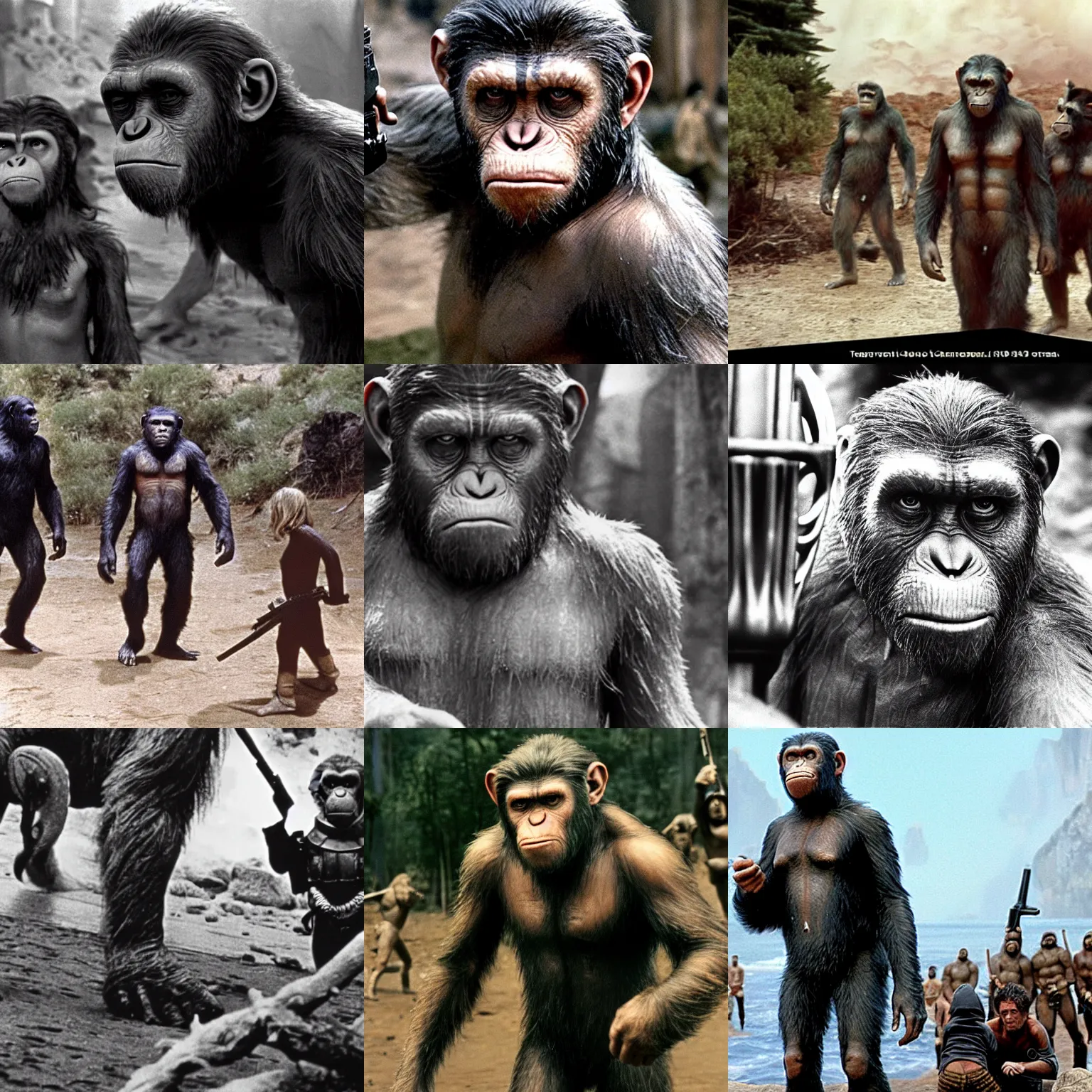Prompt: a still from planet of the apes ( 1 9 6 8 )