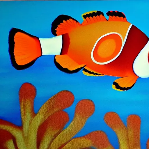 Image similar to clown fish, acrylic painting