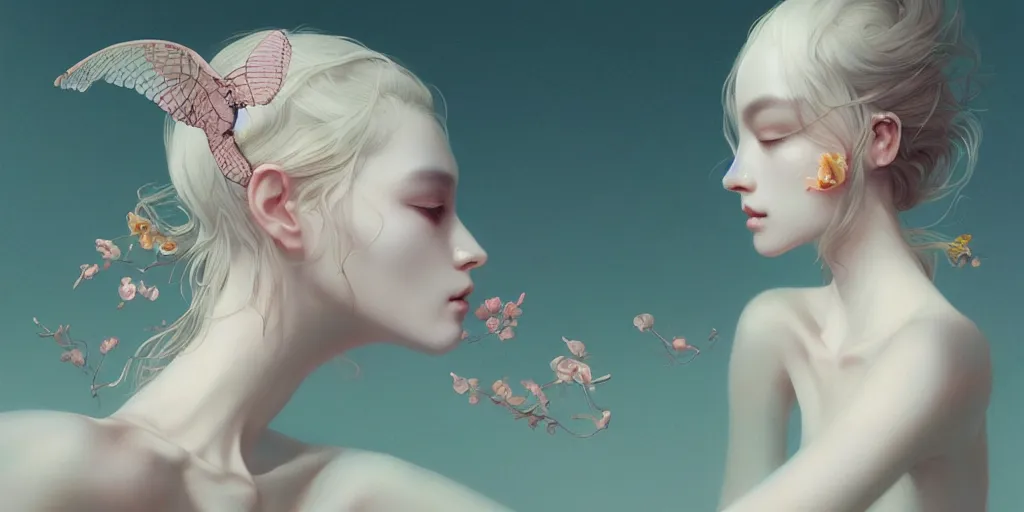 Image similar to breathtaking delicate detailed concept art painting creature, by hsiao - ron cheng, bizarre compositions, exquisite detail, pastel colors, 8 k