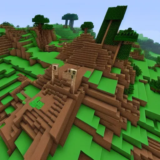 Prompt: an epic minecraft world, but for real,