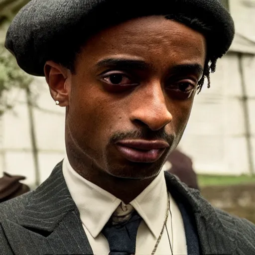 Image similar to playboi carti in peaky blinders 4 k the detailed super realistic