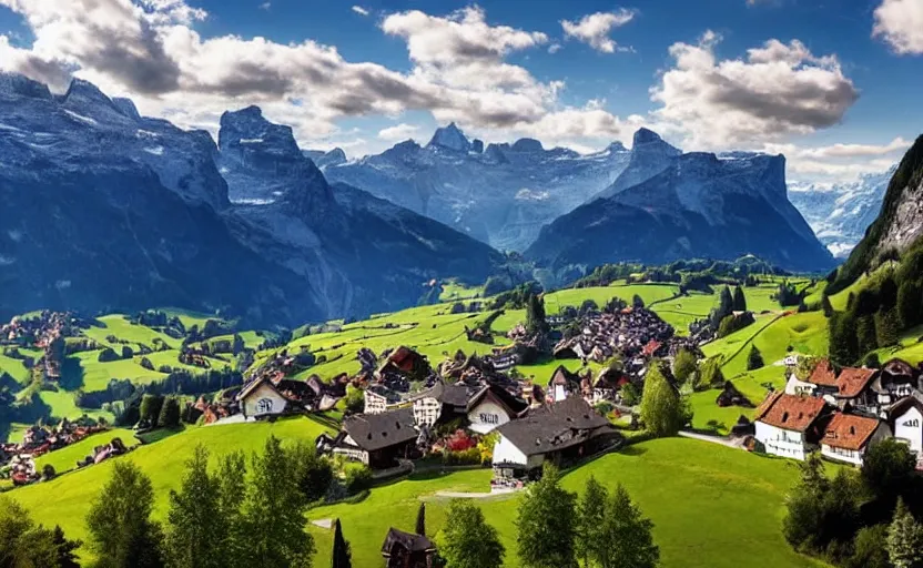 Prompt: Beautiful switzerland landscape heaven