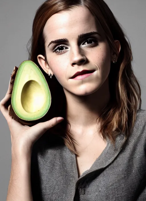 Prompt: emma watson and an avocado, high quality photography