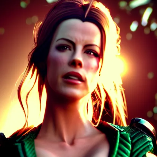 Prompt: cinematic scene with kate beckinsale as jolyne from jojo's bizarre adventure, live action film, stone ocean, dramatic, small details, volumetric lighting, still frame