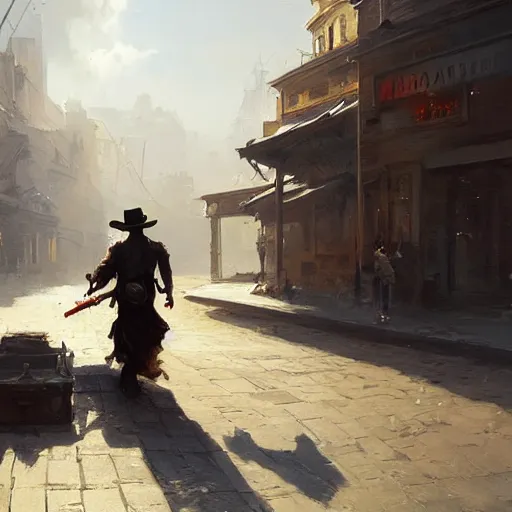 Image similar to high noon, dramatic light, painted by stanley lau, painted by greg rutkowski, painted by stanley artgerm, digital art, trending on artstation