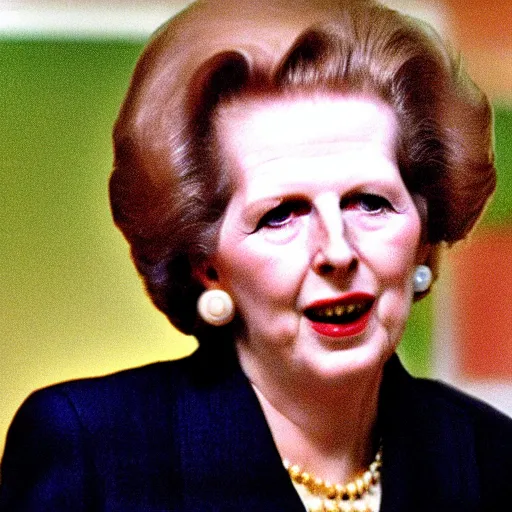 Image similar to margaret thatcher doing 8 0's style aerobics vhs quality