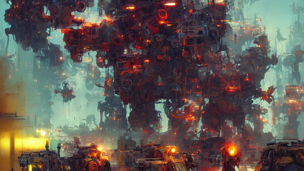 Image similar to a machine conjuring!!! an image!!! from of noise!!!, by john berkey, marc simonetti, and diego gisbert llorens, cinematic closeup!!, accurate facial details, colorful, intricate, chaotic, fantasy realism, hopeful, 8 k render, volumetric lighting