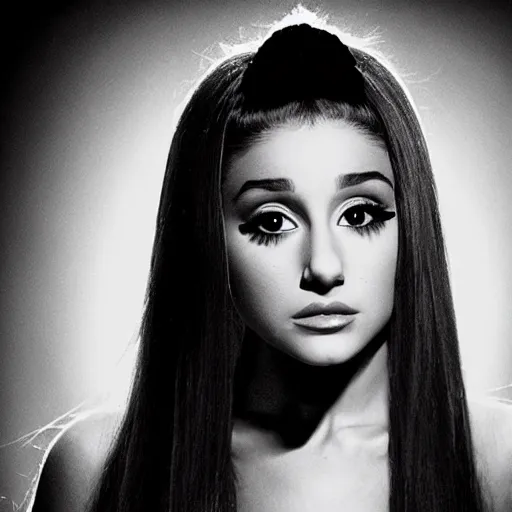 Image similar to 3/4 headshot of Ariana Grande, style of Giger, H. R. GIGER