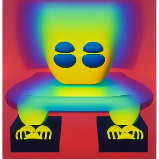 Image similar to chair by shusei nagaoka, kaws, david rudnick, airbrush on canvas, pastell colours, cell shaded, 8 k