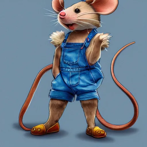 Prompt: in the style of studio ghibli, anthropomorphic mouse, female, wearing denim shorts and tank top, detailed, intricate, aesthetic, artistic, ambient occlusion, volumetric light effect