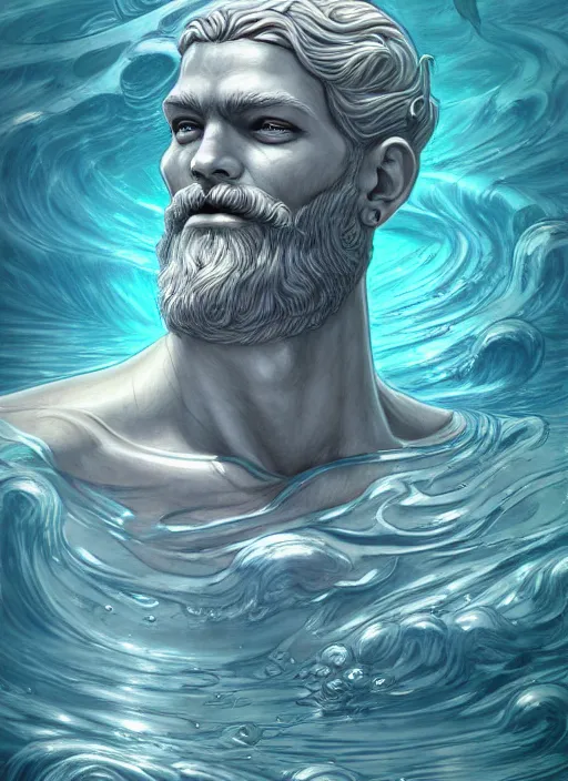 Image similar to poseidon, realistic dream illustration, fantasy, highly detailed, digital painting, refreshing, trending on artstation, concept art, smooth, illustration by james jean