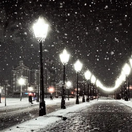 Prompt: depressive russian city winter night,