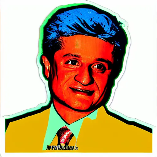 Image similar to volodymyr zelenskyy, president of ukraine. face like in his photographs. intricate sticker design by andy warhol