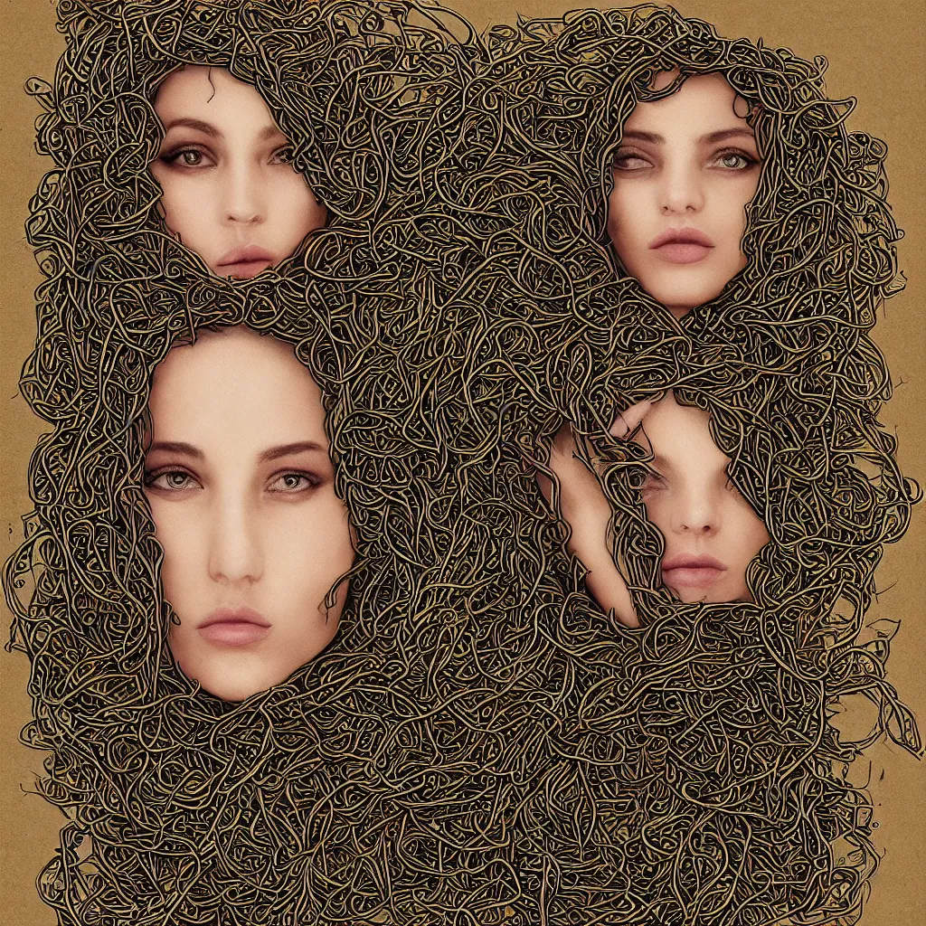 Prompt: “portrait of a beautiful woman made out of vines, digital art, 4k”