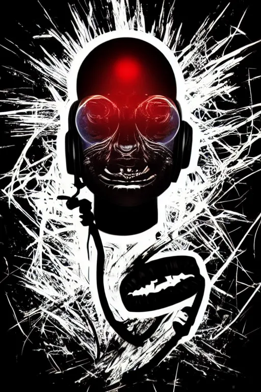 Prompt: surreal hard bass music dj, electronic hardcore music, art by joshy sly, dali