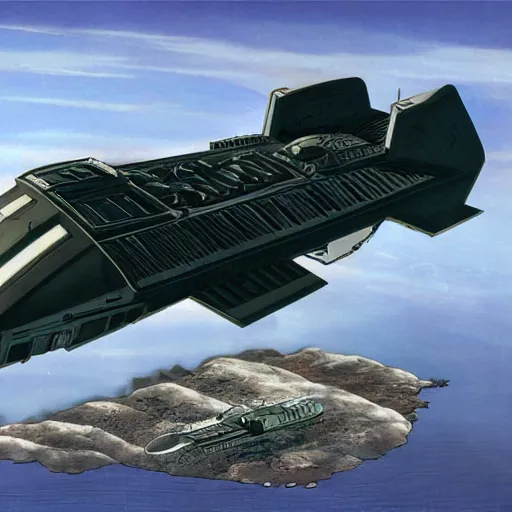 Prompt: scout spaceship with 100-ton hull used for exploration survey and courier duties, jim burns