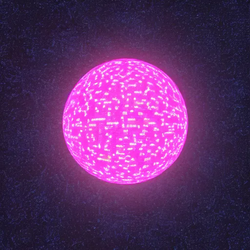 Image similar to a planet made out of pixelated pig faces, neon pink background, 4k resolution