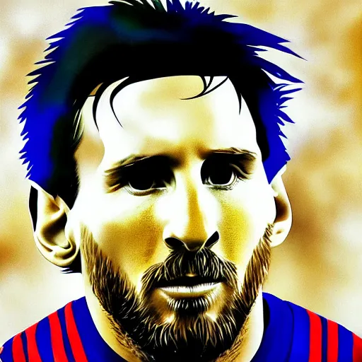 Image similar to a portrait of lionel messi in a scenic environment by ivan albright