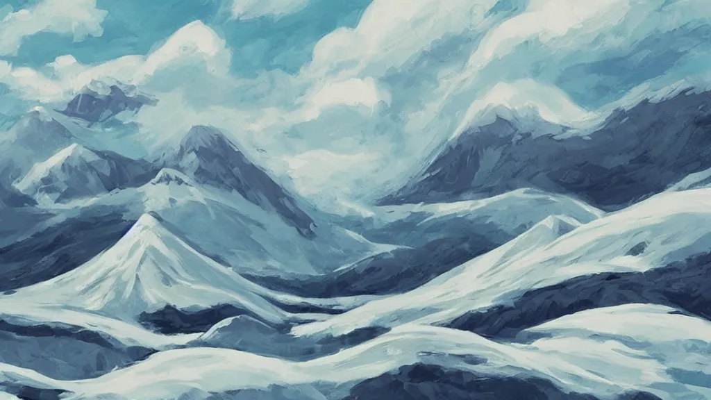 Prompt: Beautiful artic landscape, in the style of studio ghibli